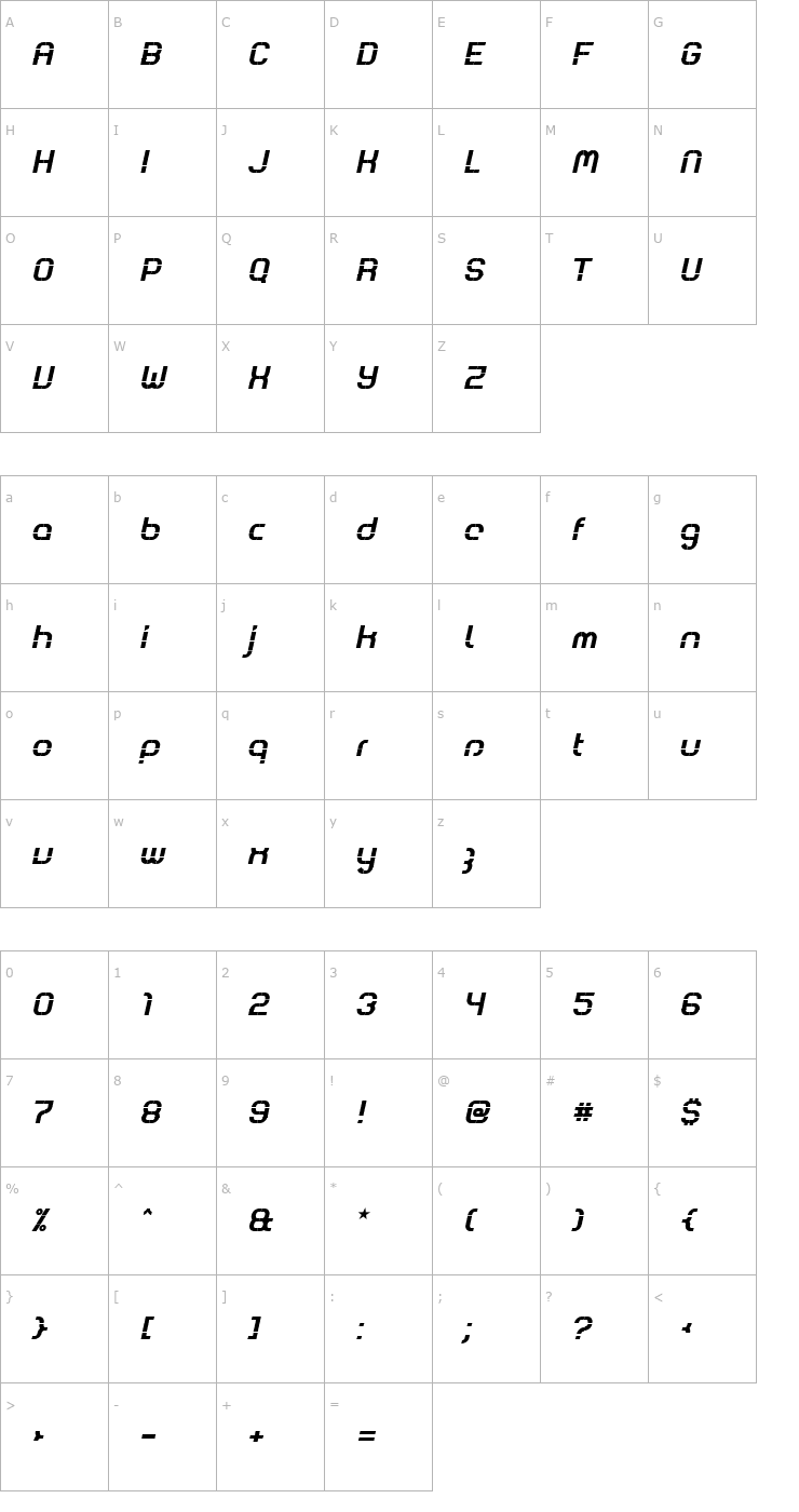 Character Map ComsatStorm Font