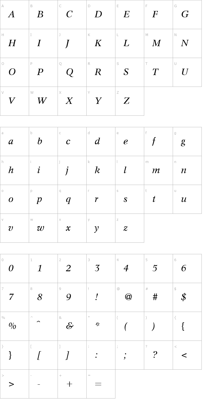 Character Map Concept-RegularItalic Font