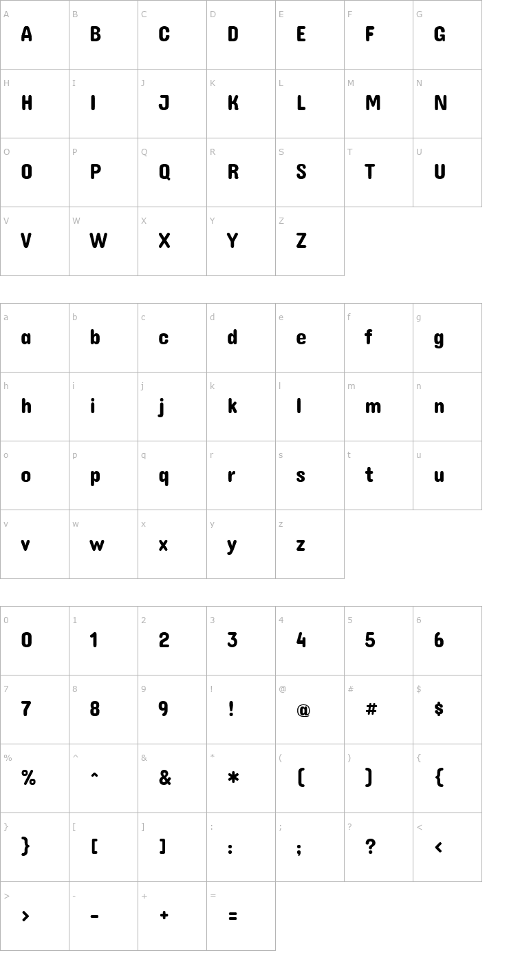 Character Map Concert One Font