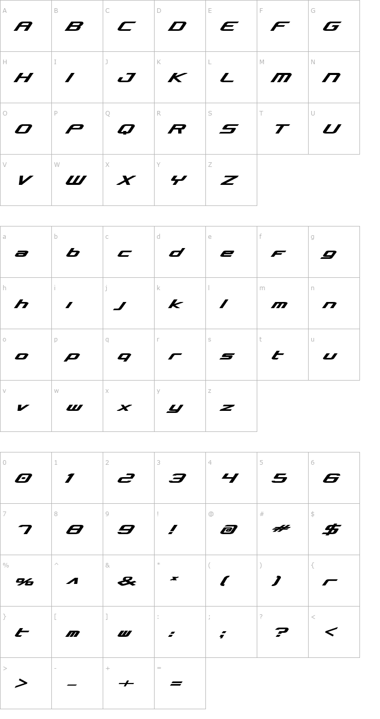 Character Map Concielian Bold Font