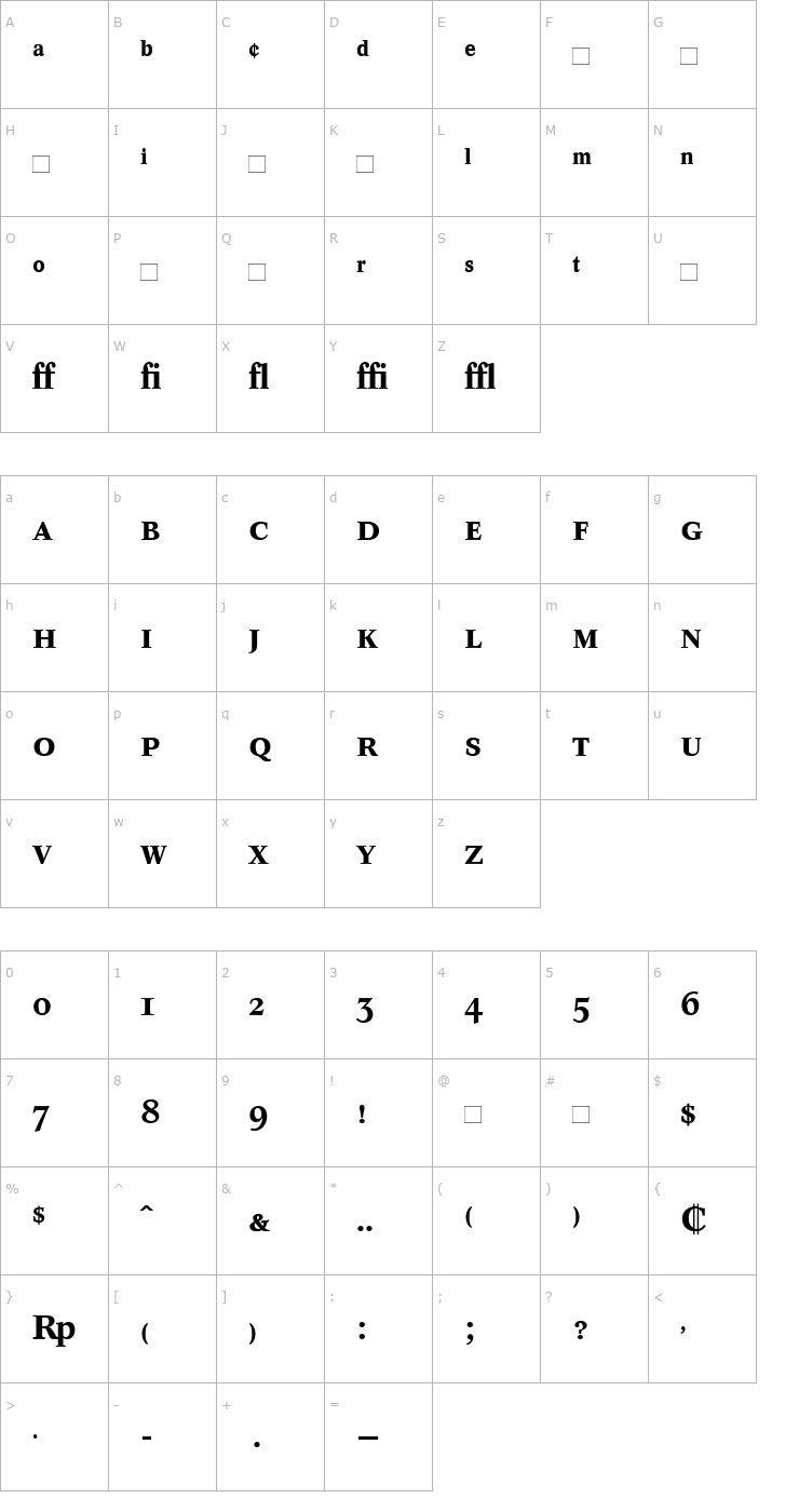 Character Map ConcordeBEExpert-Medium Font