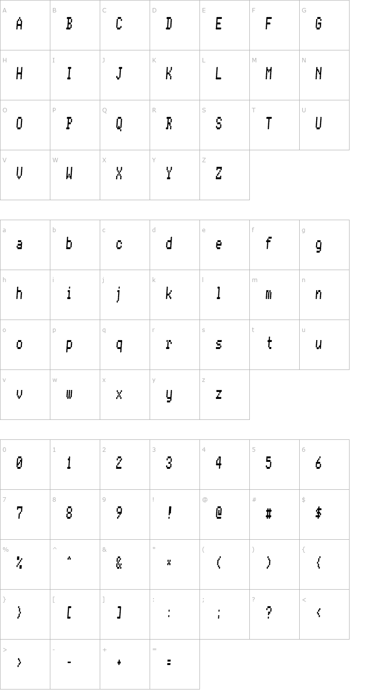 Character Map Conman fat Font