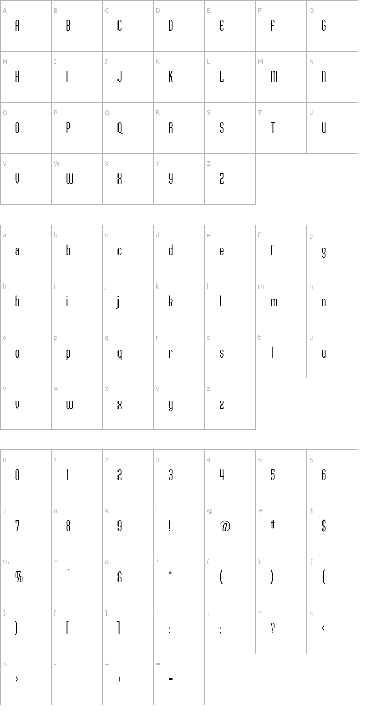 Character Map Conques-Book Font