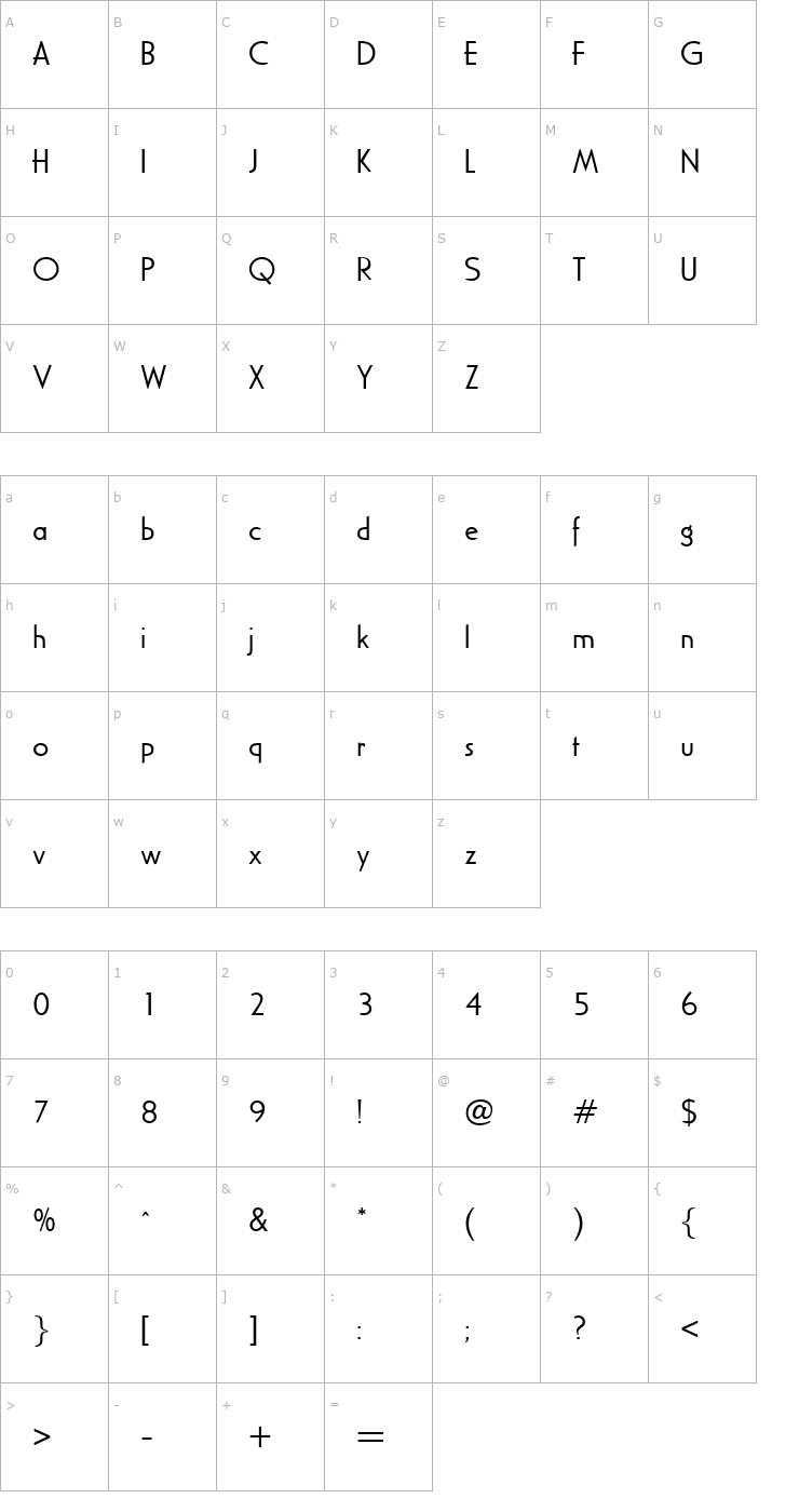 Character Map Consul-Regular Font