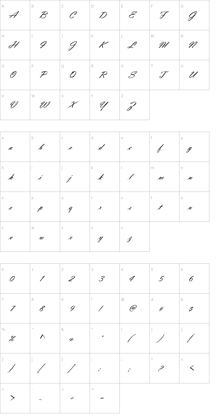 Character Map ConsulScriptSSK Font