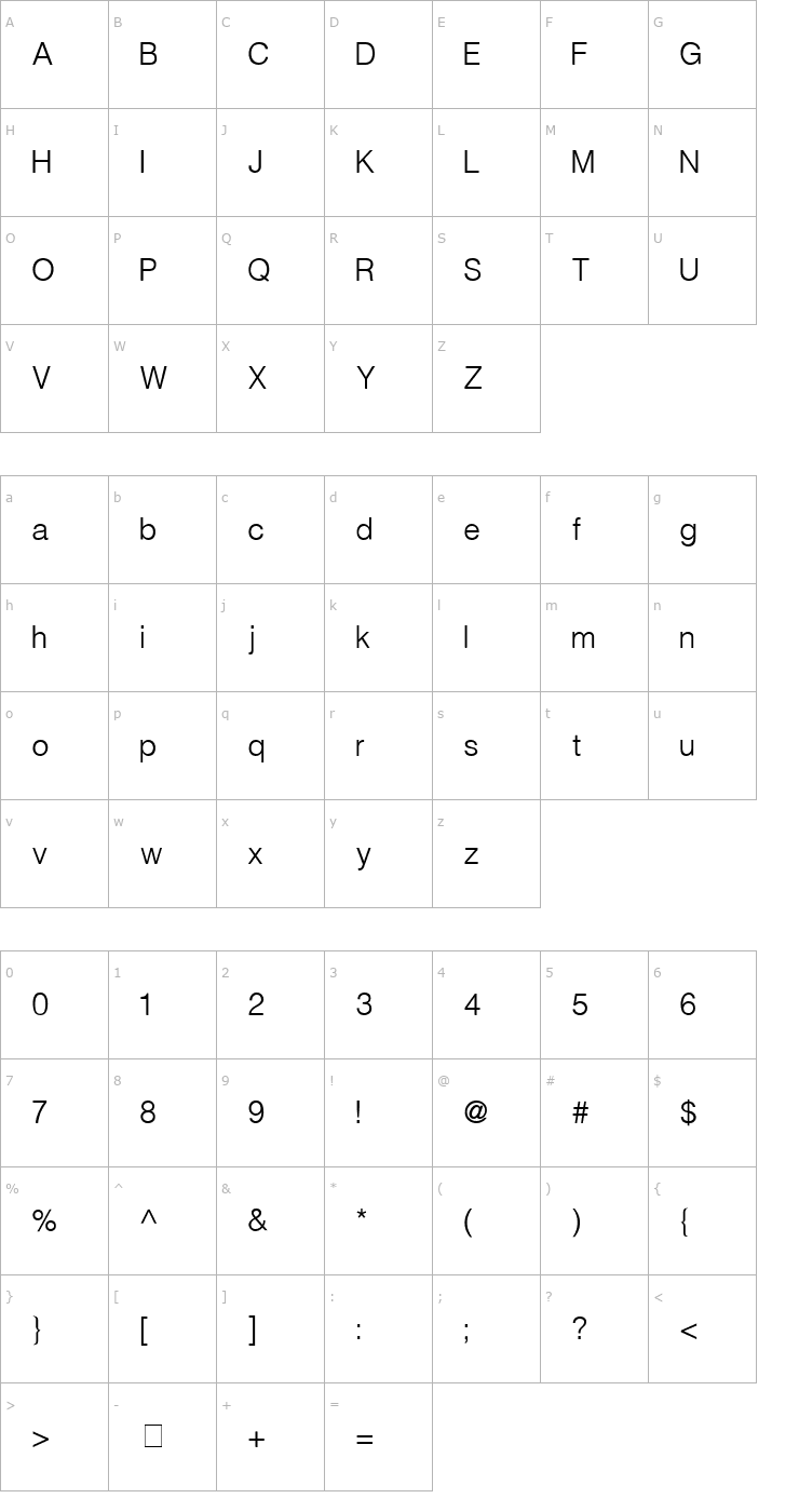 Character Map Context Light SSi Normal Font