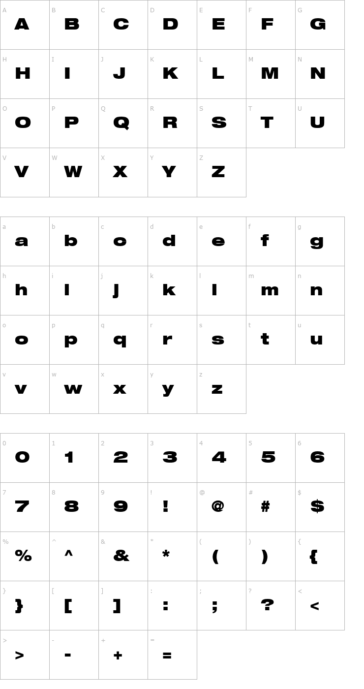 Character Map Context Reprise BlackExp SSi Bold Font