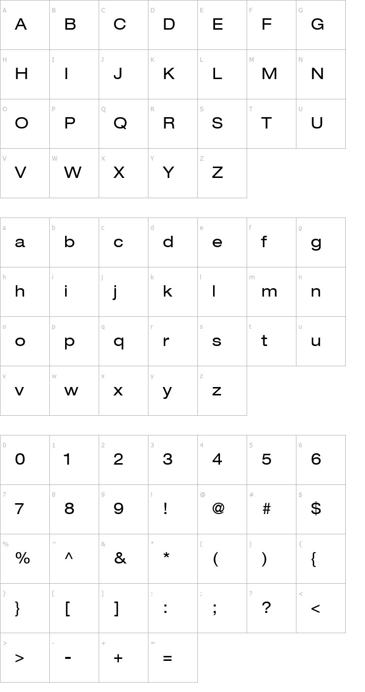 Character Map Context Reprise Expanded SSi Expanded Font