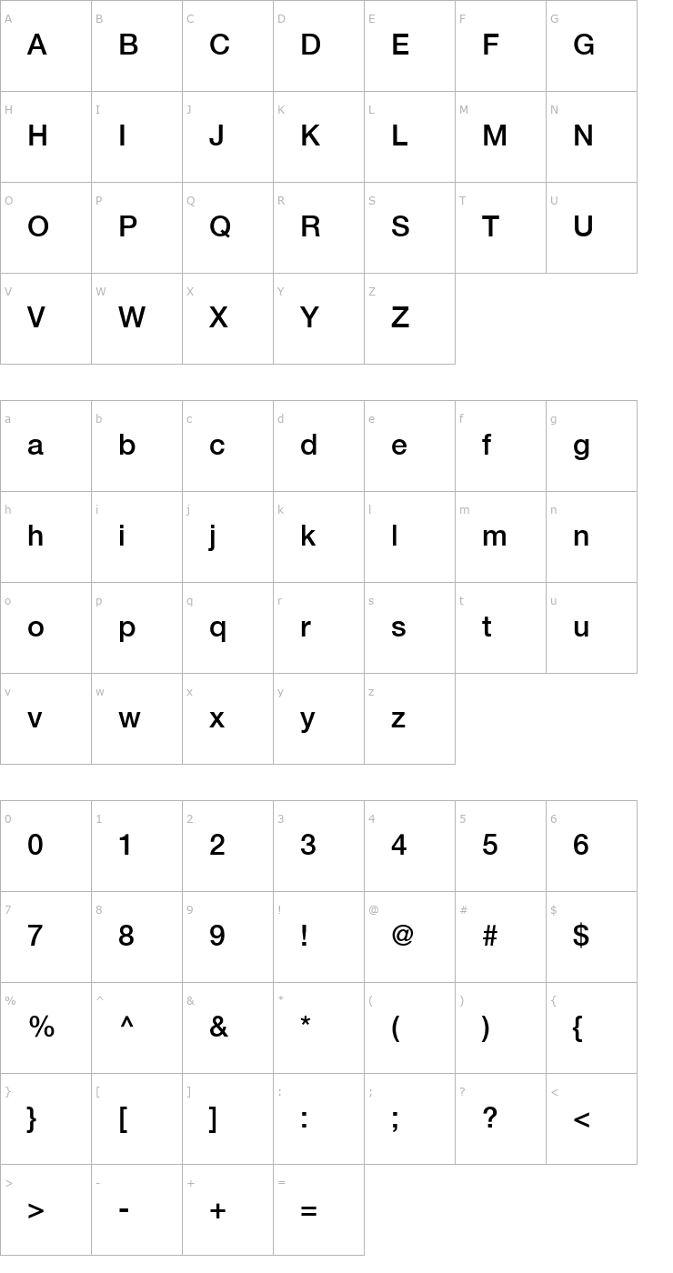 Character Map Context Reprise Medium SSi Medium Font