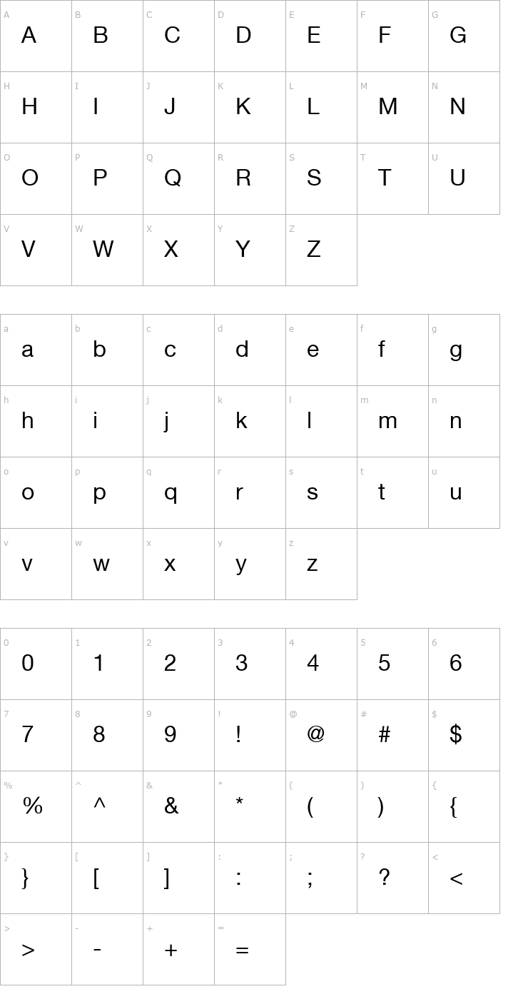 Character Map Context Reprise SSi Font