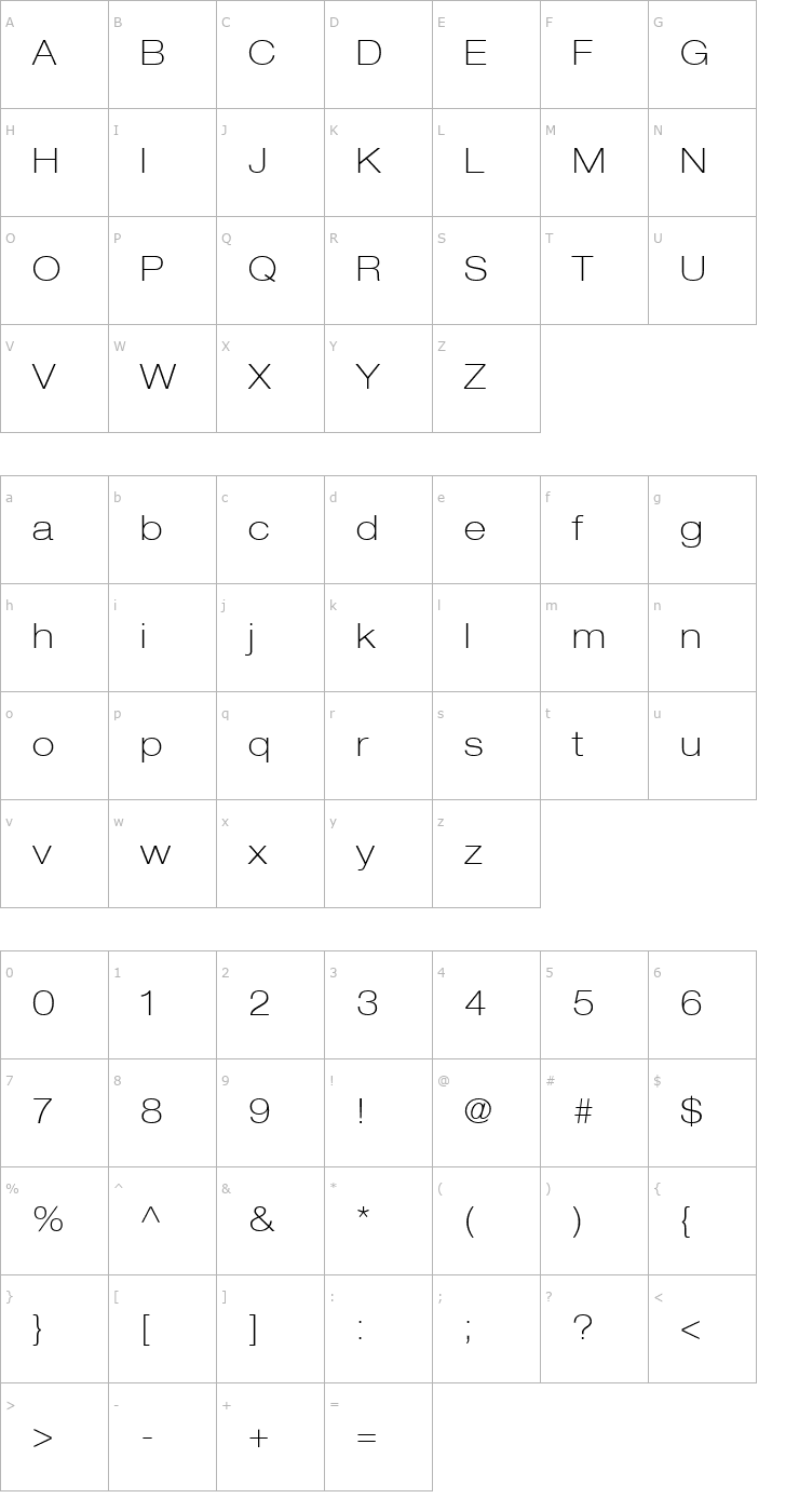 Character Map Context Reprise ThinExp SSi Normal Font