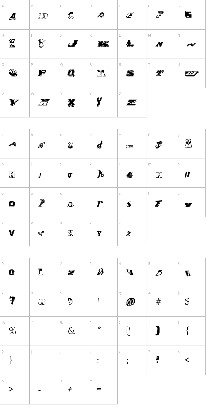 Character Map Contipopgua Font