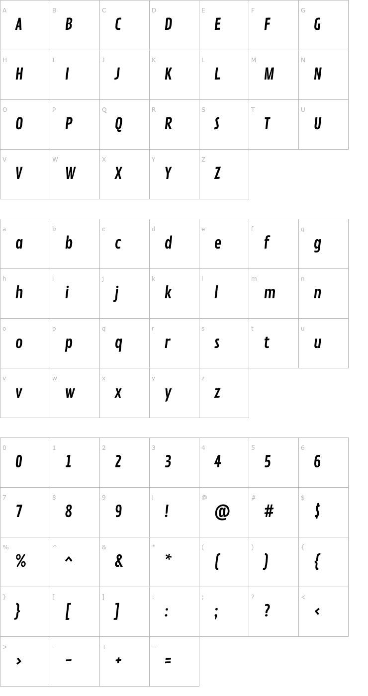 Character Map Contrail One Font