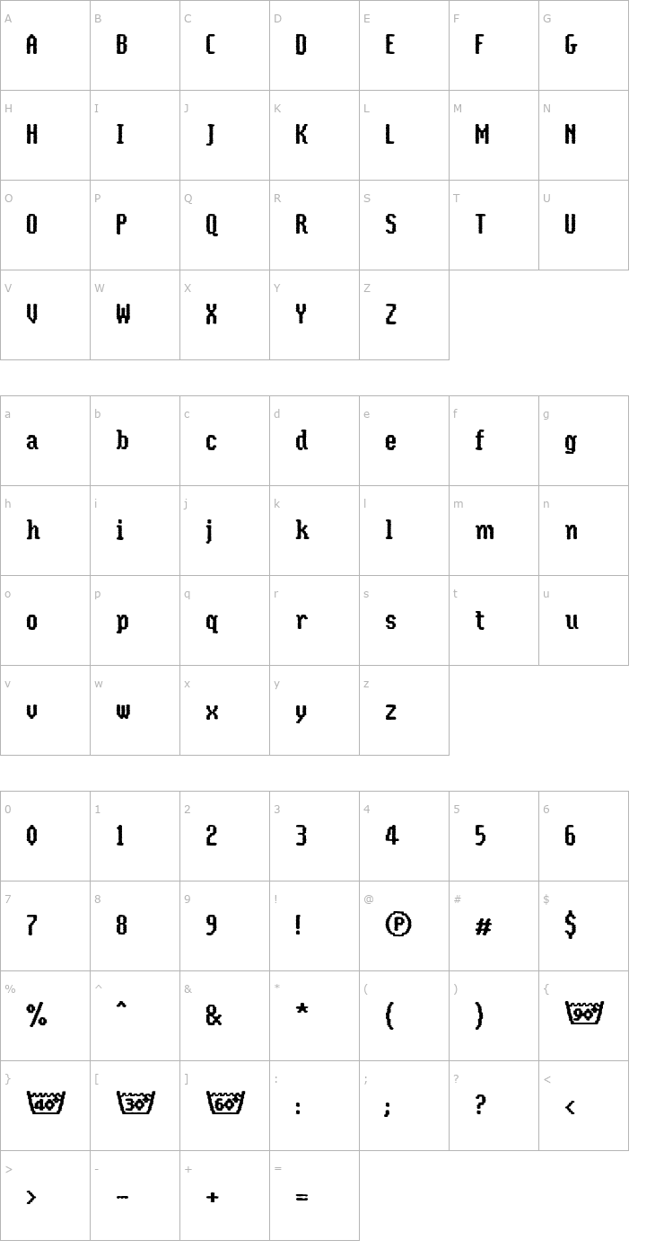 Character Map CoolWoolStoneWashedLL Font