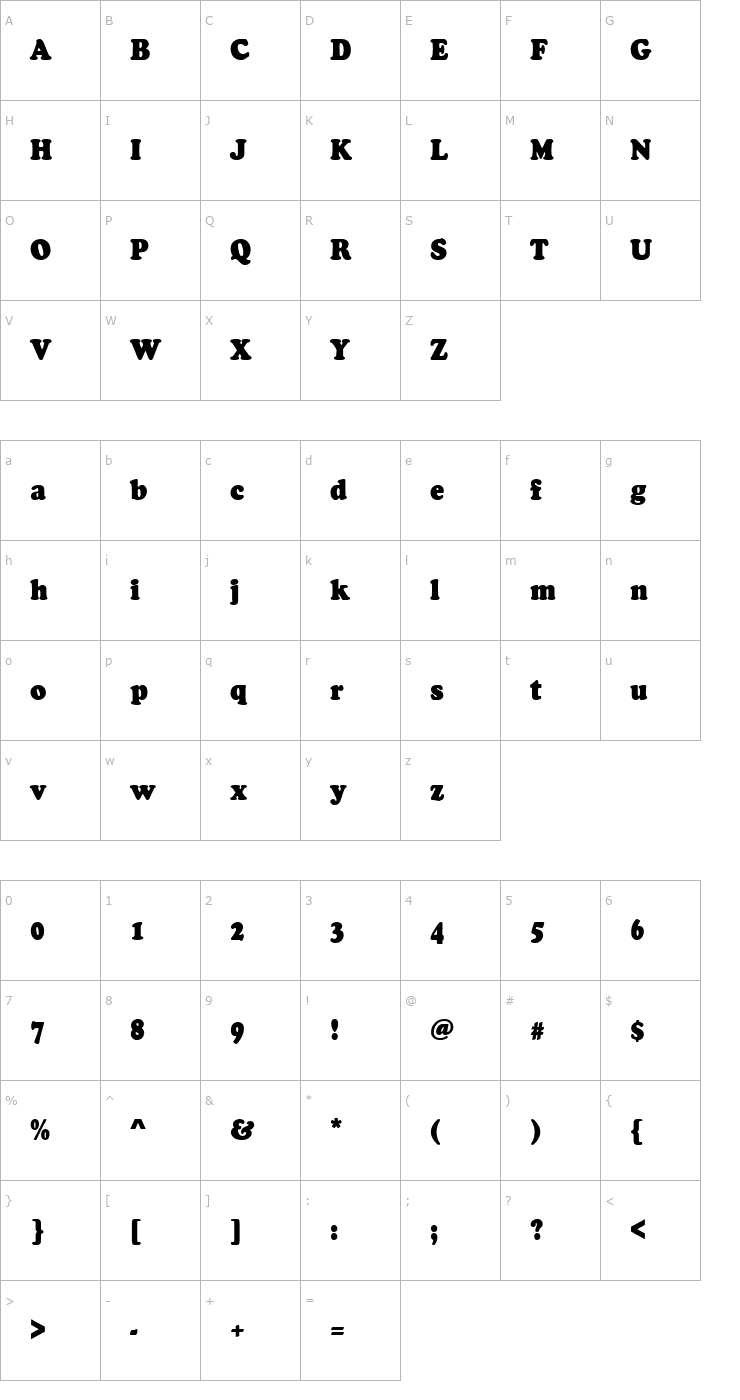 Character Map Cooper_Becker_Black_Cond Font