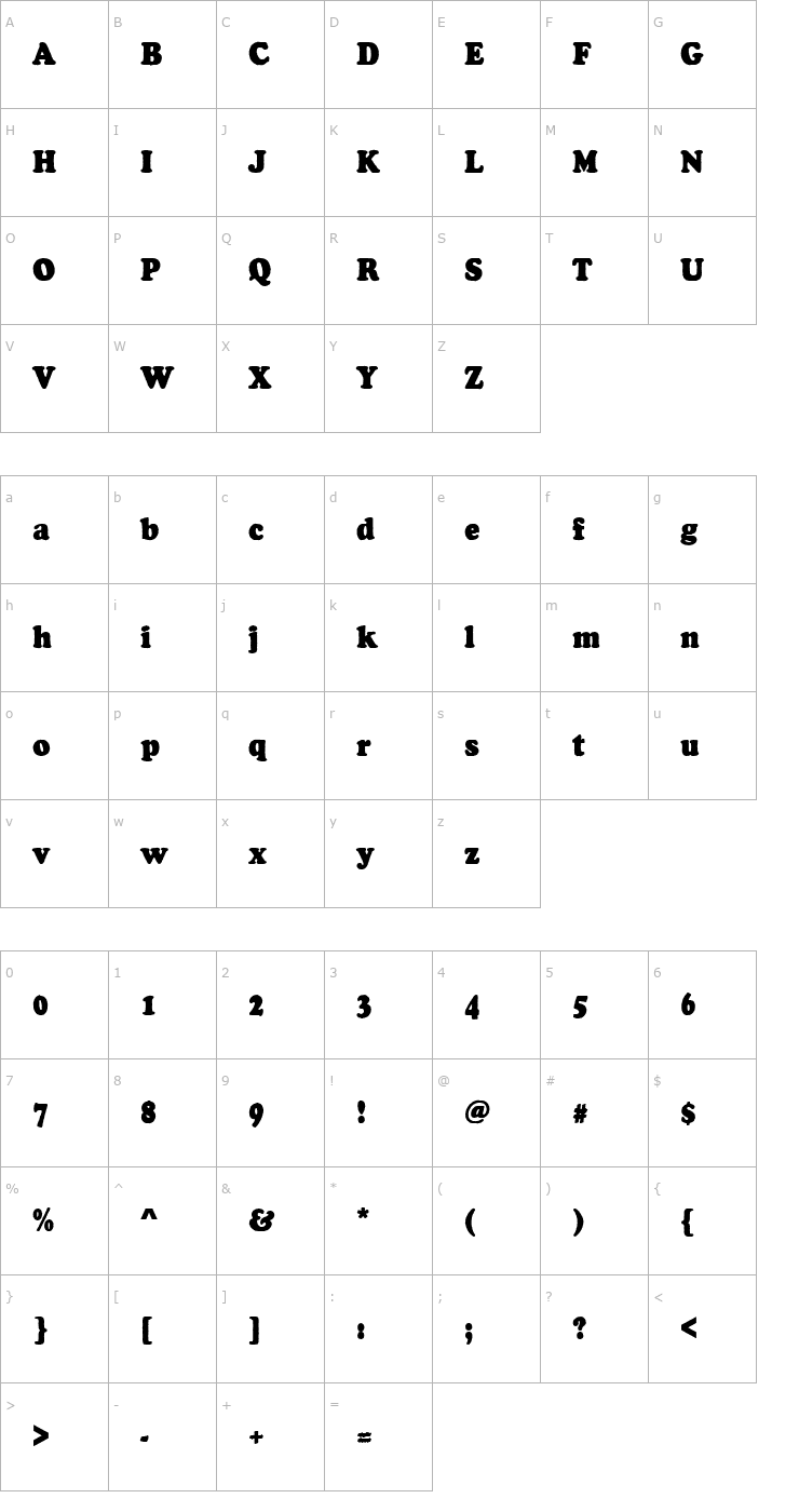 Character Map CooperAntDCon Font