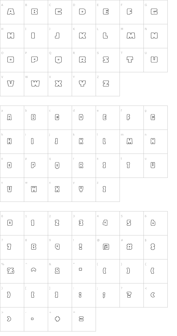 Character Map Copal Outline Font