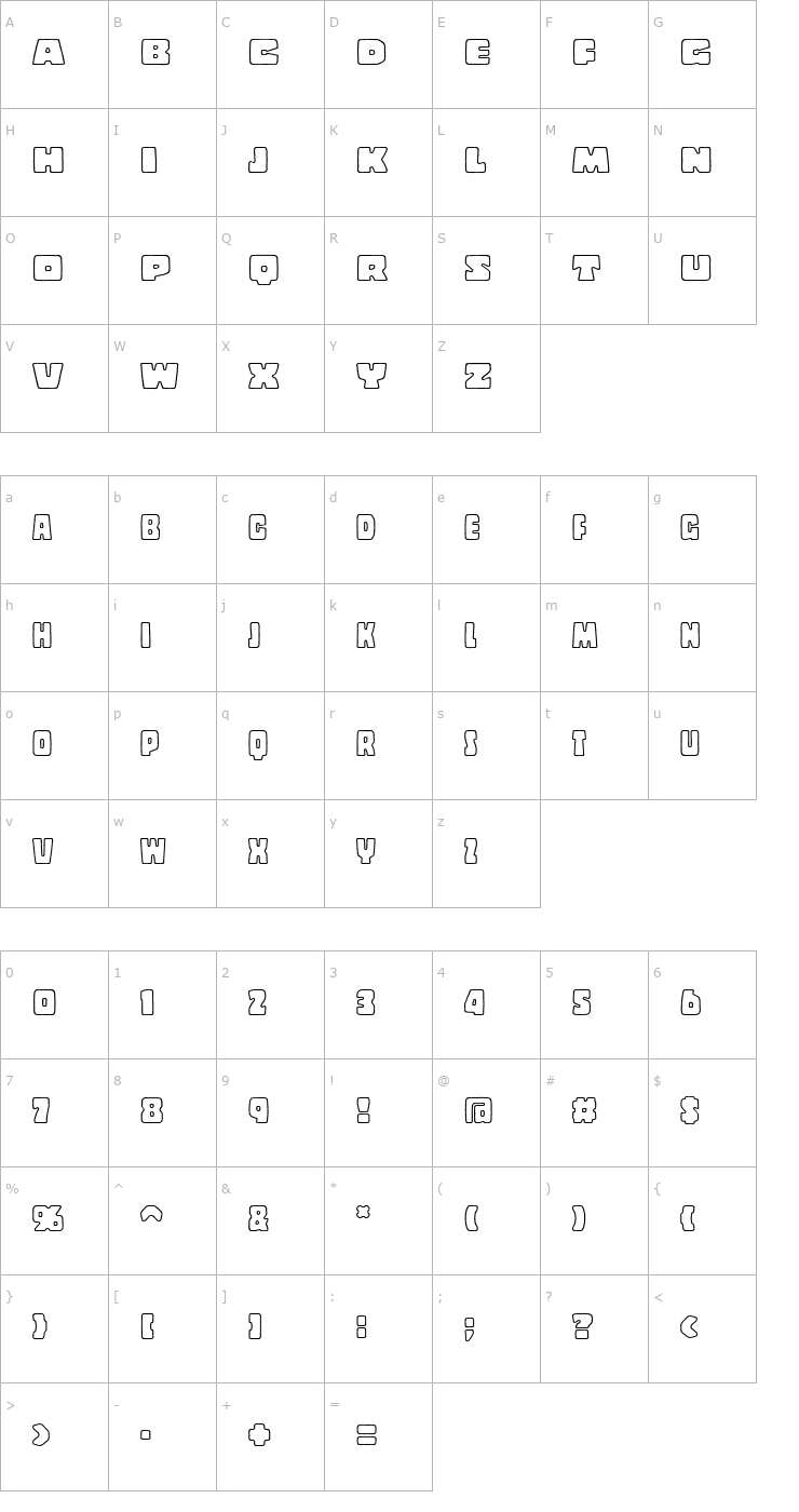 Character Map CopalStd-Outline Font