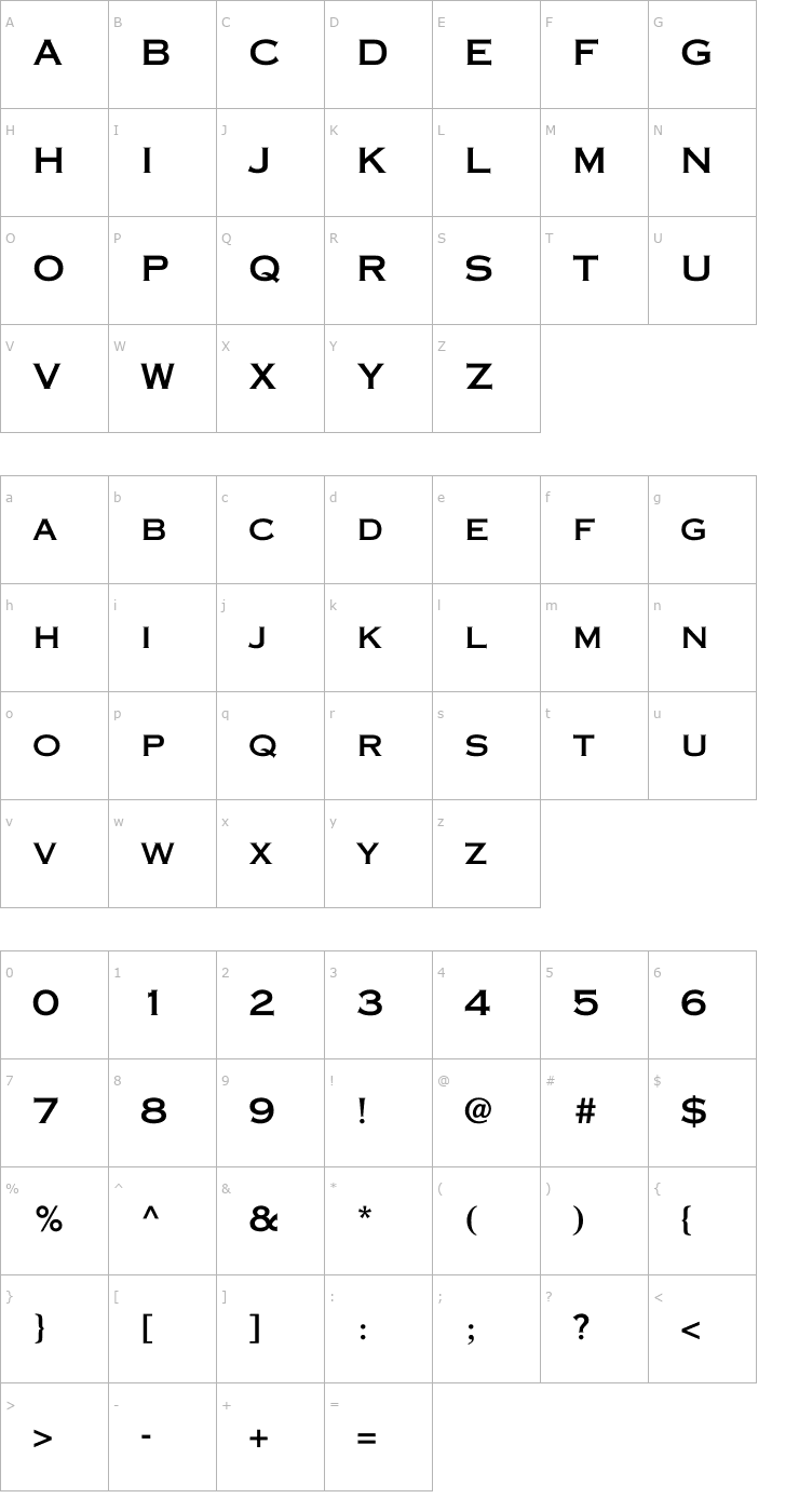 Character Map CopperPlate-Normal Font