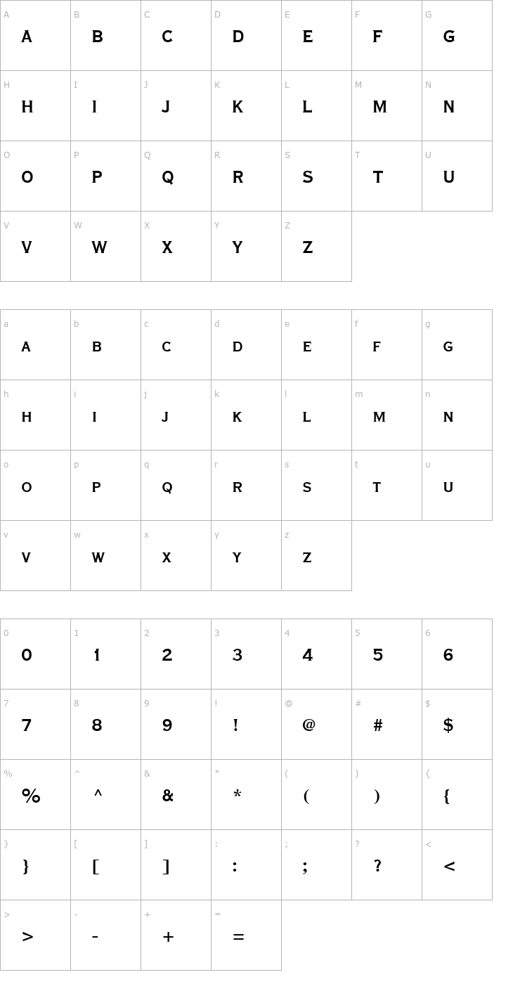 Character Map Copperplate-ThirtyBC Font