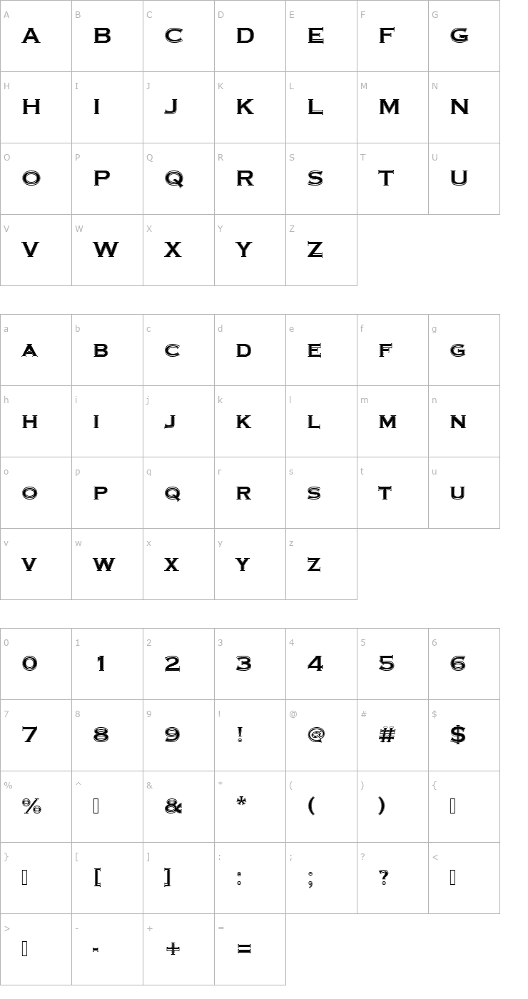 Character Map CopperplateTBolIn1 Font