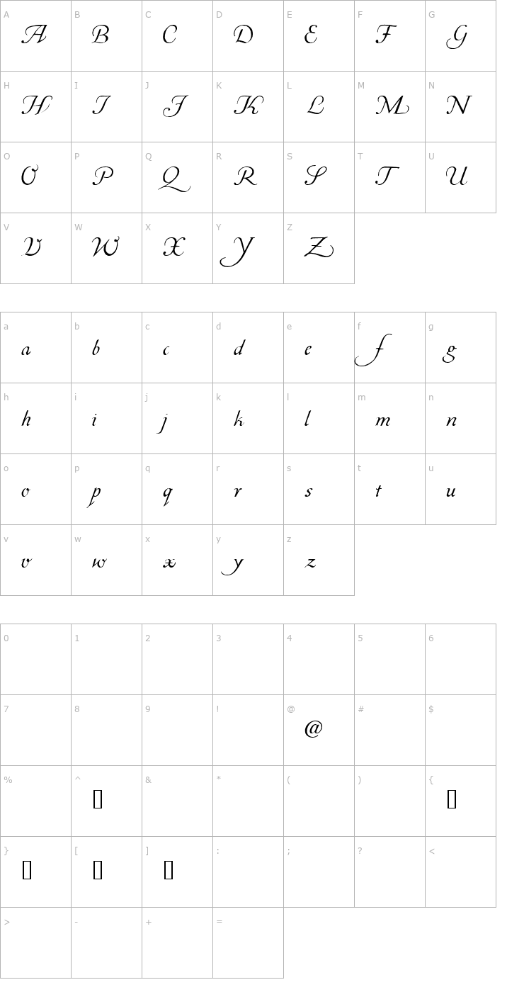 Character Map Corabael Font