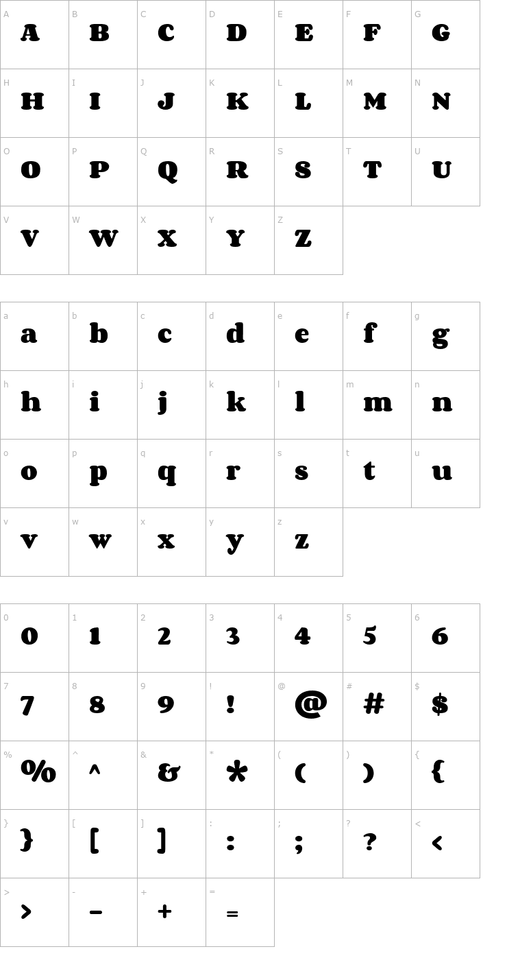 Character Map Corben Bold Font