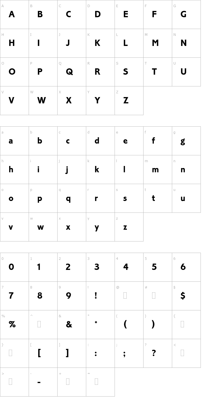 Character Map CorinthianBoldPlain Font