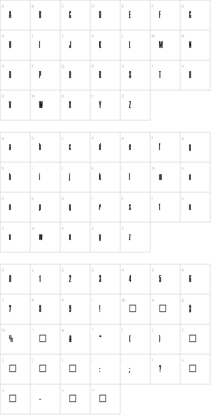 Character Map Corporate Regular Font