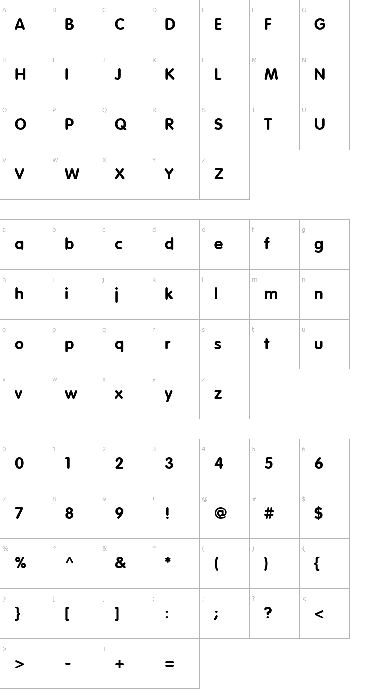 Character Map Corporate Rounded Bold Font