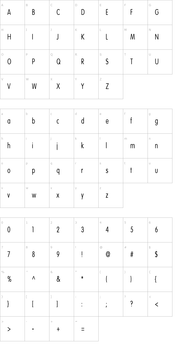 Character Map CorporateRoundedCondensed Font