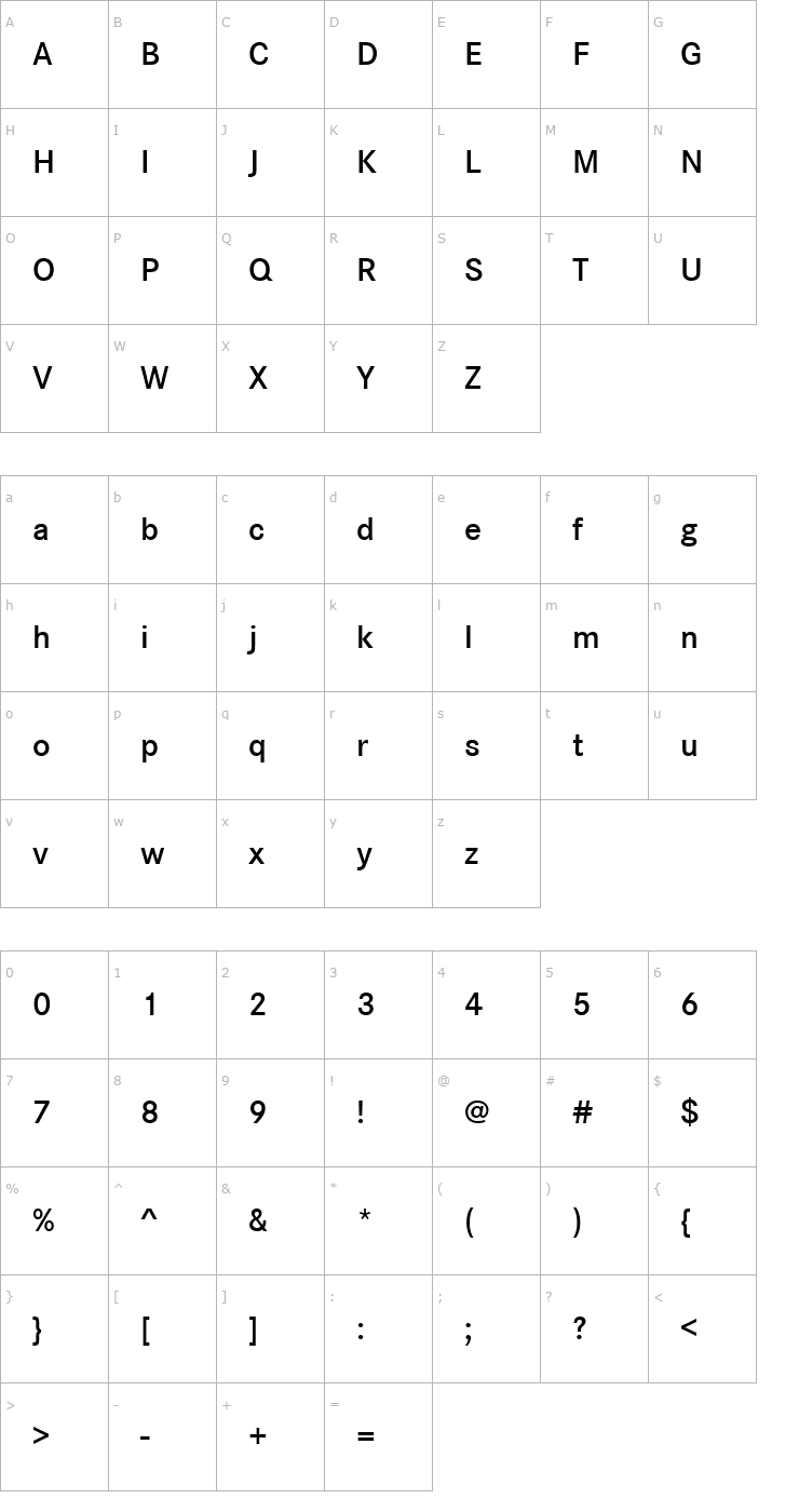 Character Map CorpoSDem Font