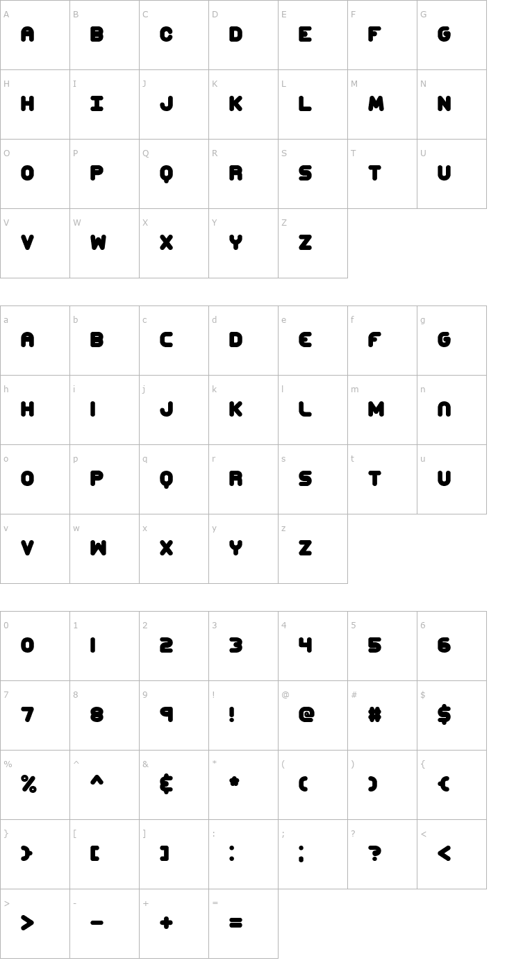 Character Map Corpulent Caps -BRK- Font