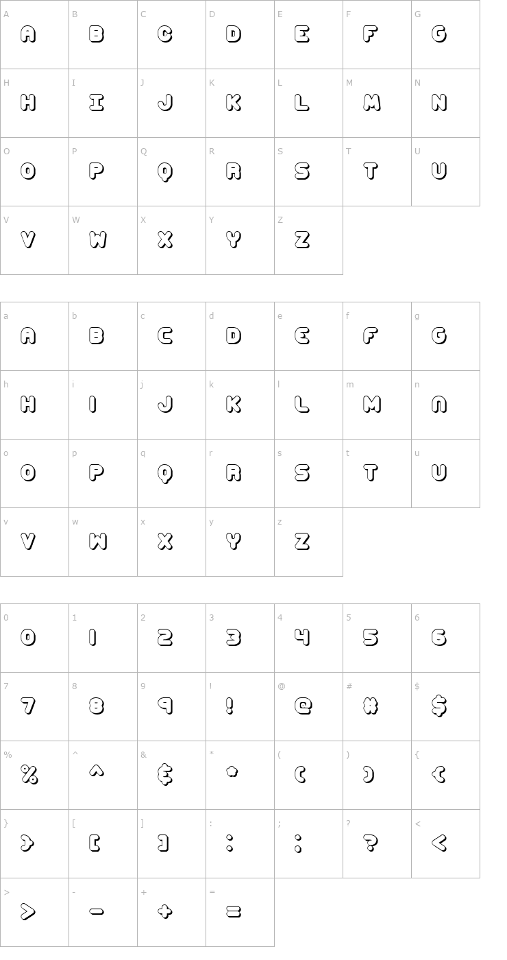 Character Map Corpulent Caps Shadow -BRK- Font