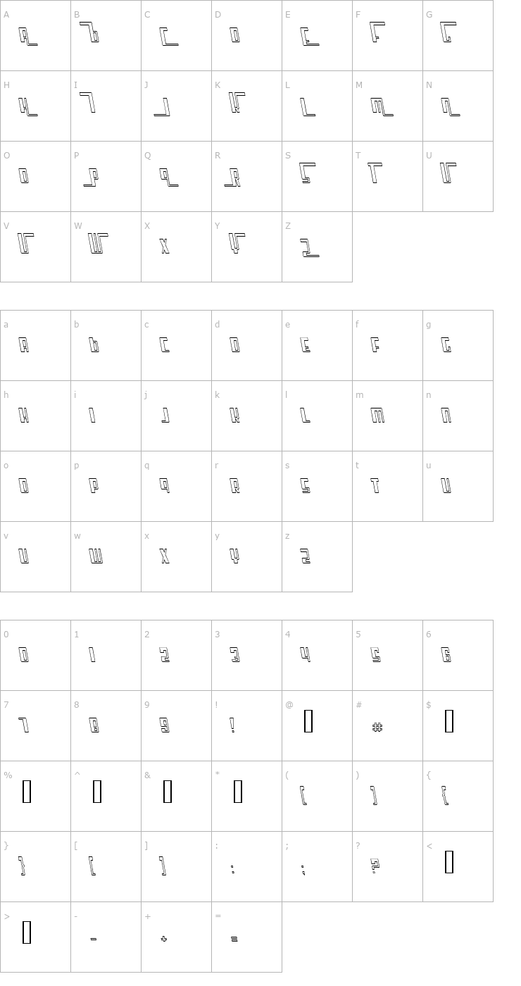 Character Map Cosmic Age Outline Italic Font