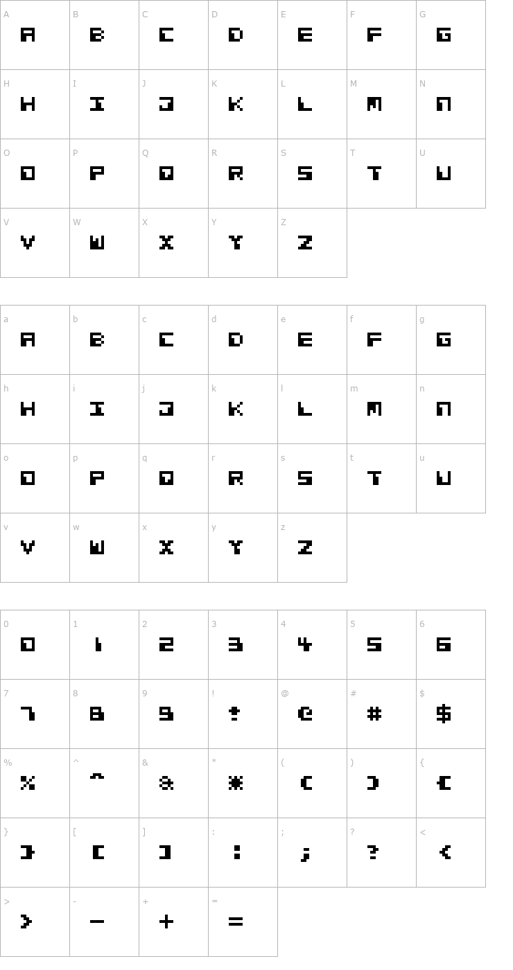 Character Map Cosmic Alien Font