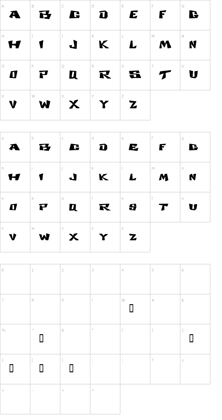 Character Map Cosmic Dude Font