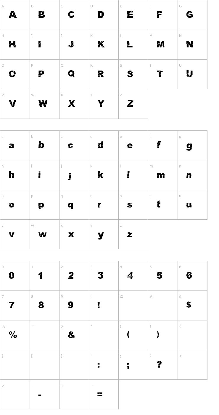 Character Map Cosmical Disfase Font