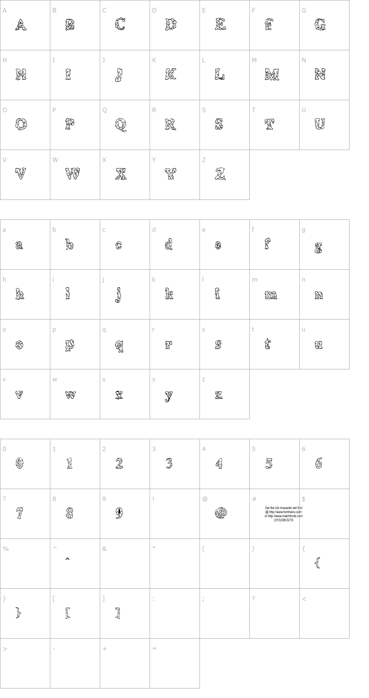 Character Map Coulures Font