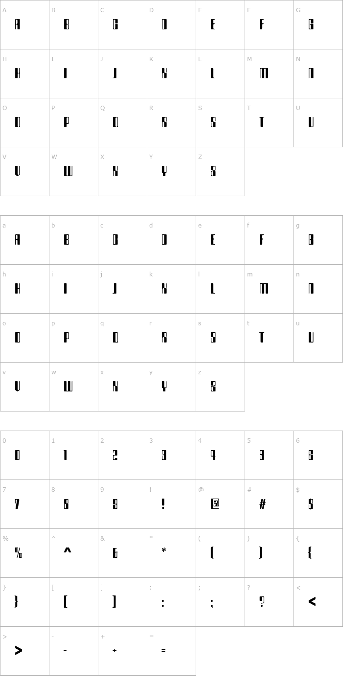 Character Map CountdownComDEE Font