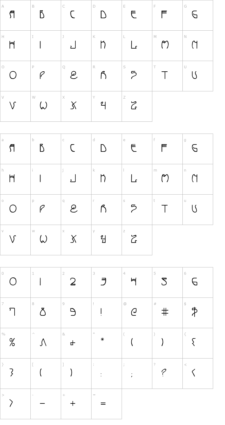 Character Map Coyote Deco Font