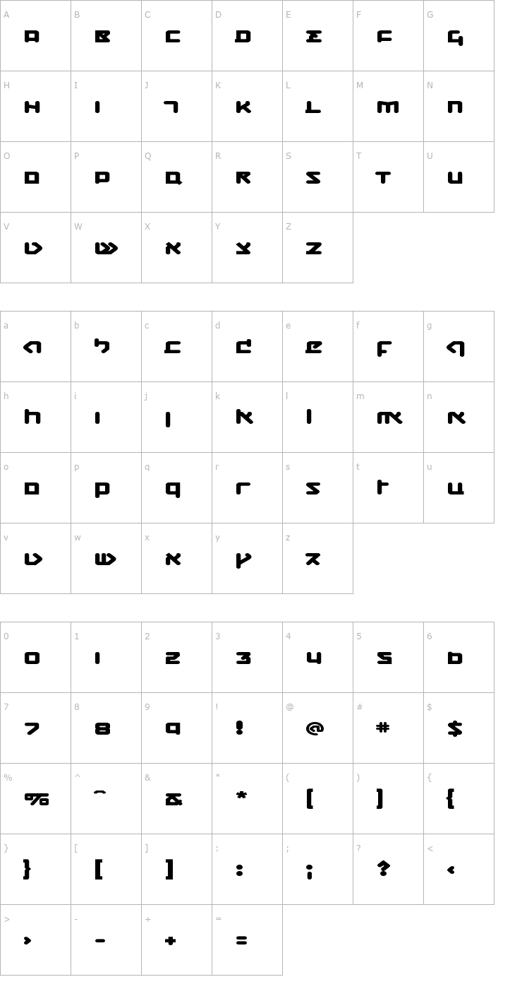 Character Map CQN-Molecular-DynamoBold-Regular Font