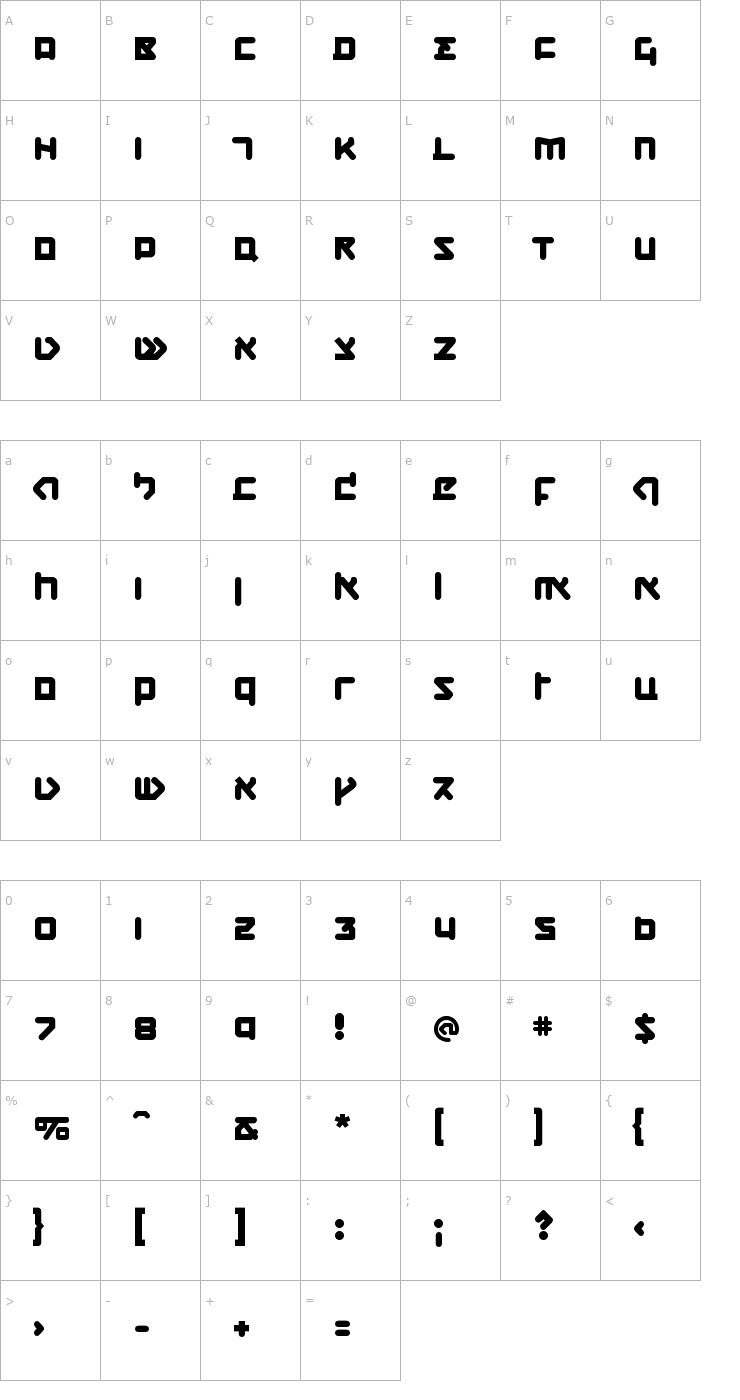 Character Map CQN-Molecular-ThermoBold-Regular Font