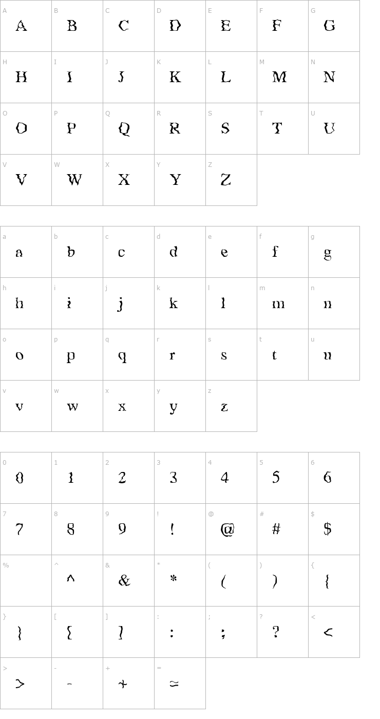 Character Map Craaac Font