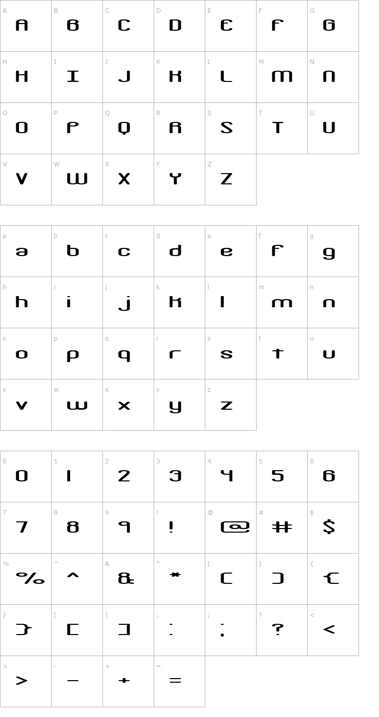 Character Map Crackdown R -BRK- Font