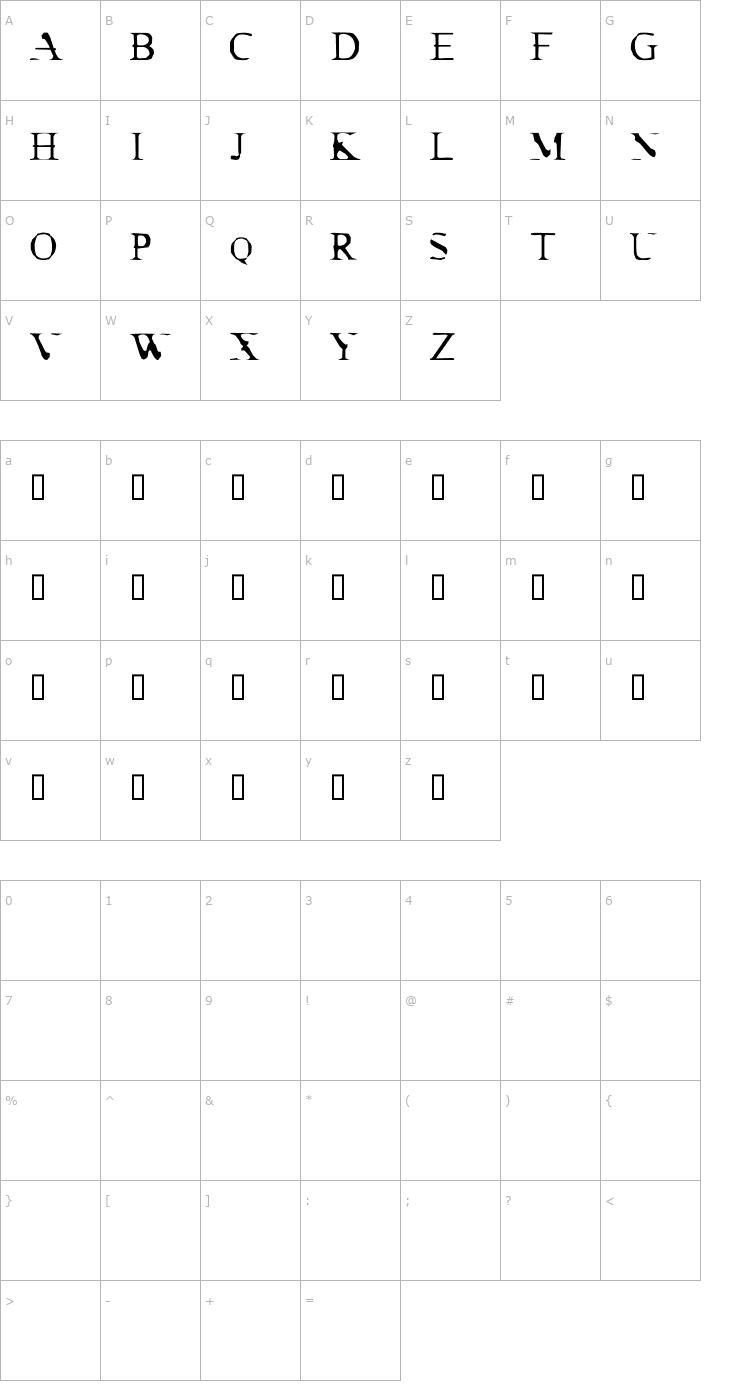 Character Map Cracked Dendrite Font