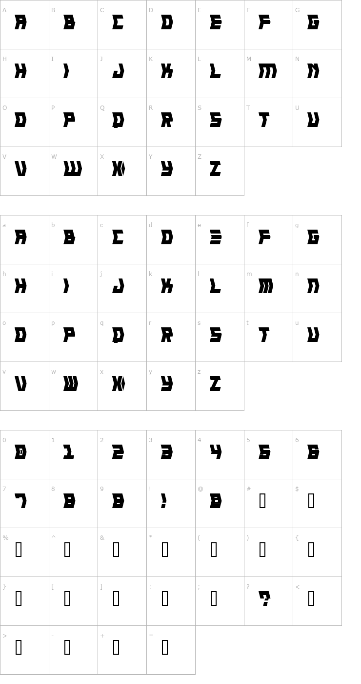 Character Map Crank Font