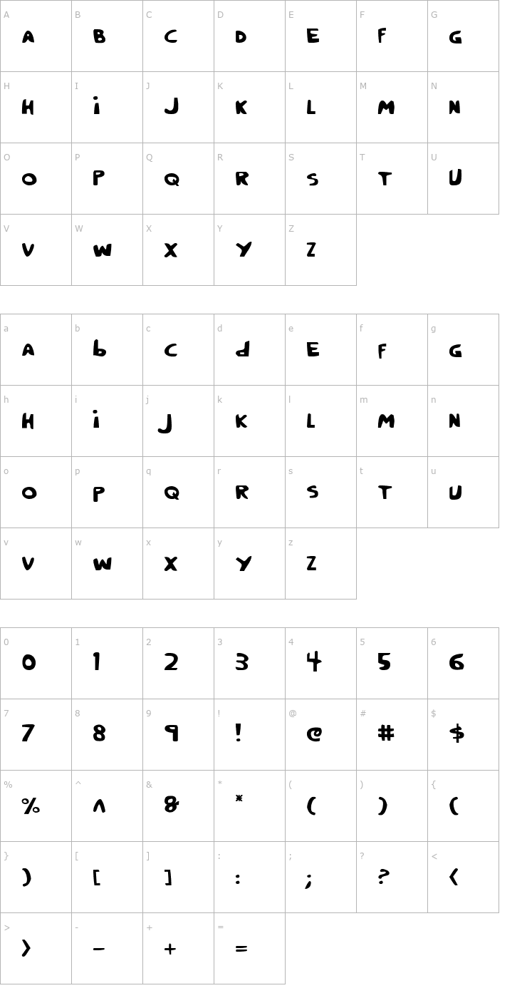 Character Map Crappity-Crap-Crap Font