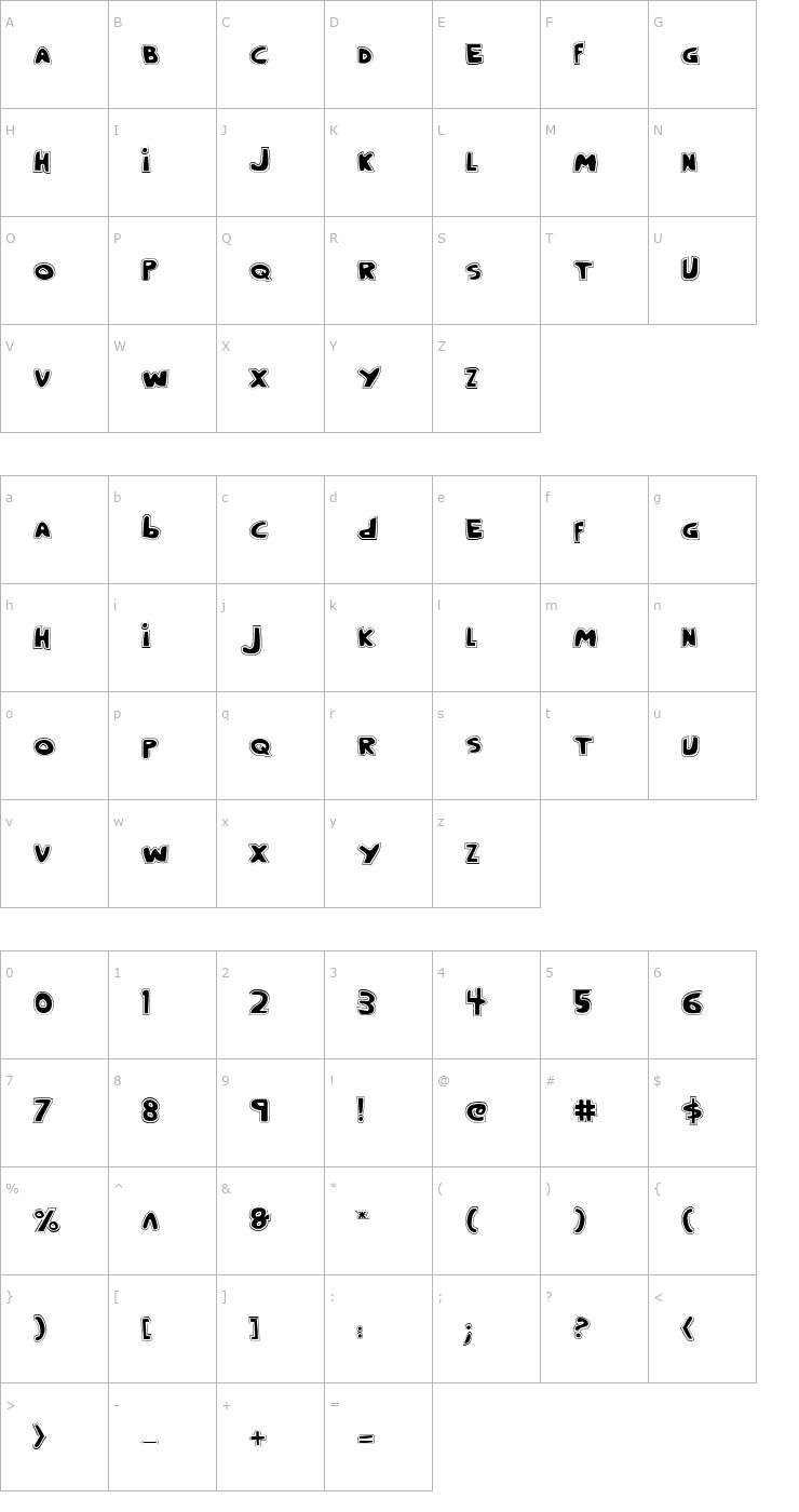 Character Map Crappity-Crap-Crap Pro Font