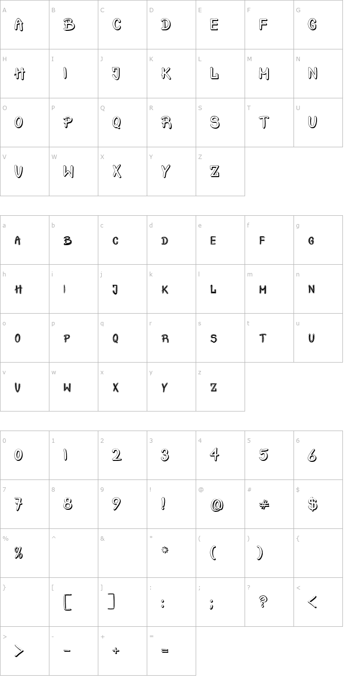 Character Map Crash Test Shadow Font